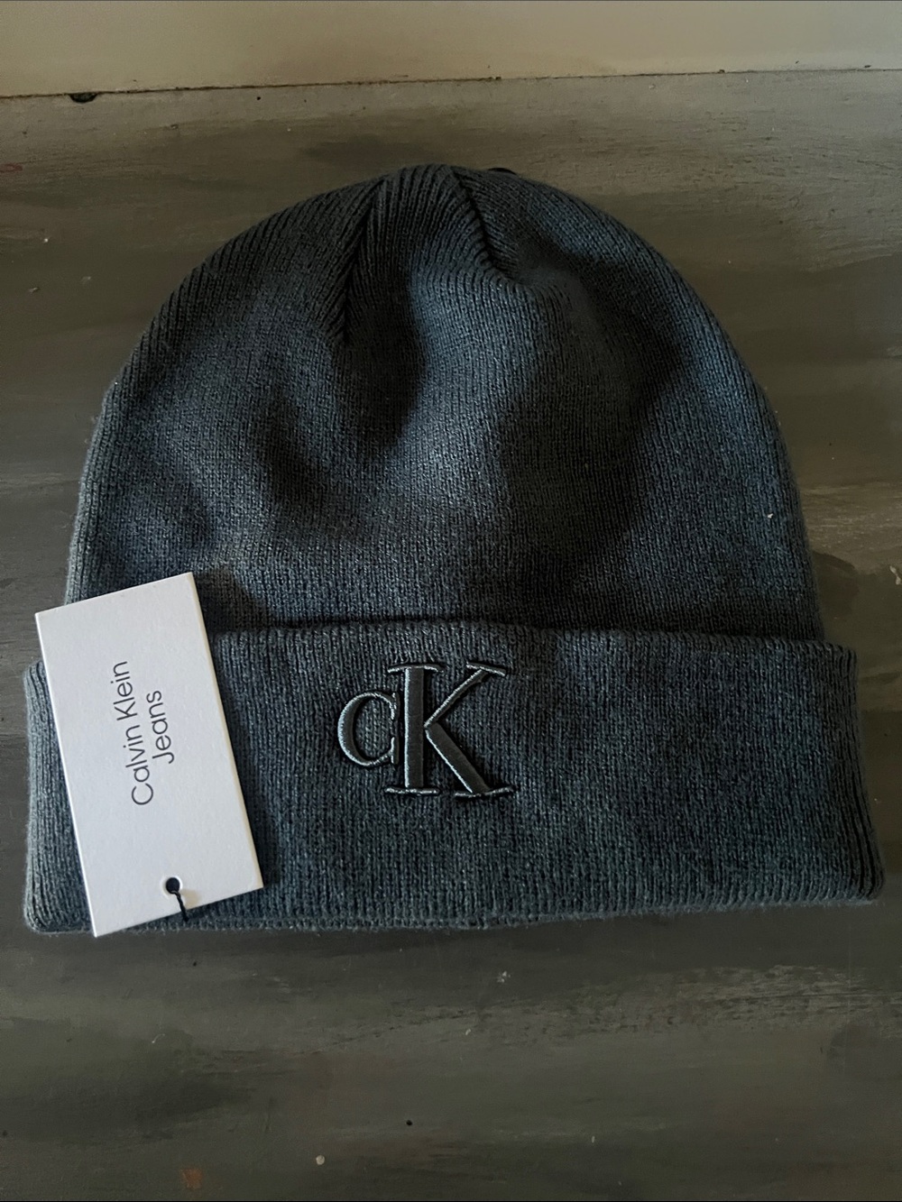 Calvin Klein Charcoal CK Knit Beanie, unisex